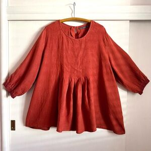 Gudrun Sjoden Linen Tunic Top Rust Red XXL 2x